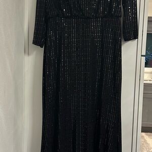 Calvin Klein Collection Black Sequin Long Sleeve Dress